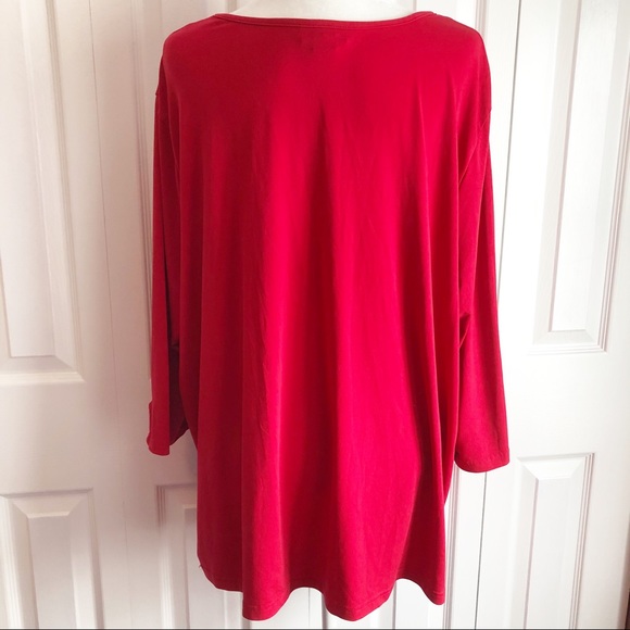 Avenue Stretch Red V-Neck Knit Top Size 26/28 - Picture 10 of 11